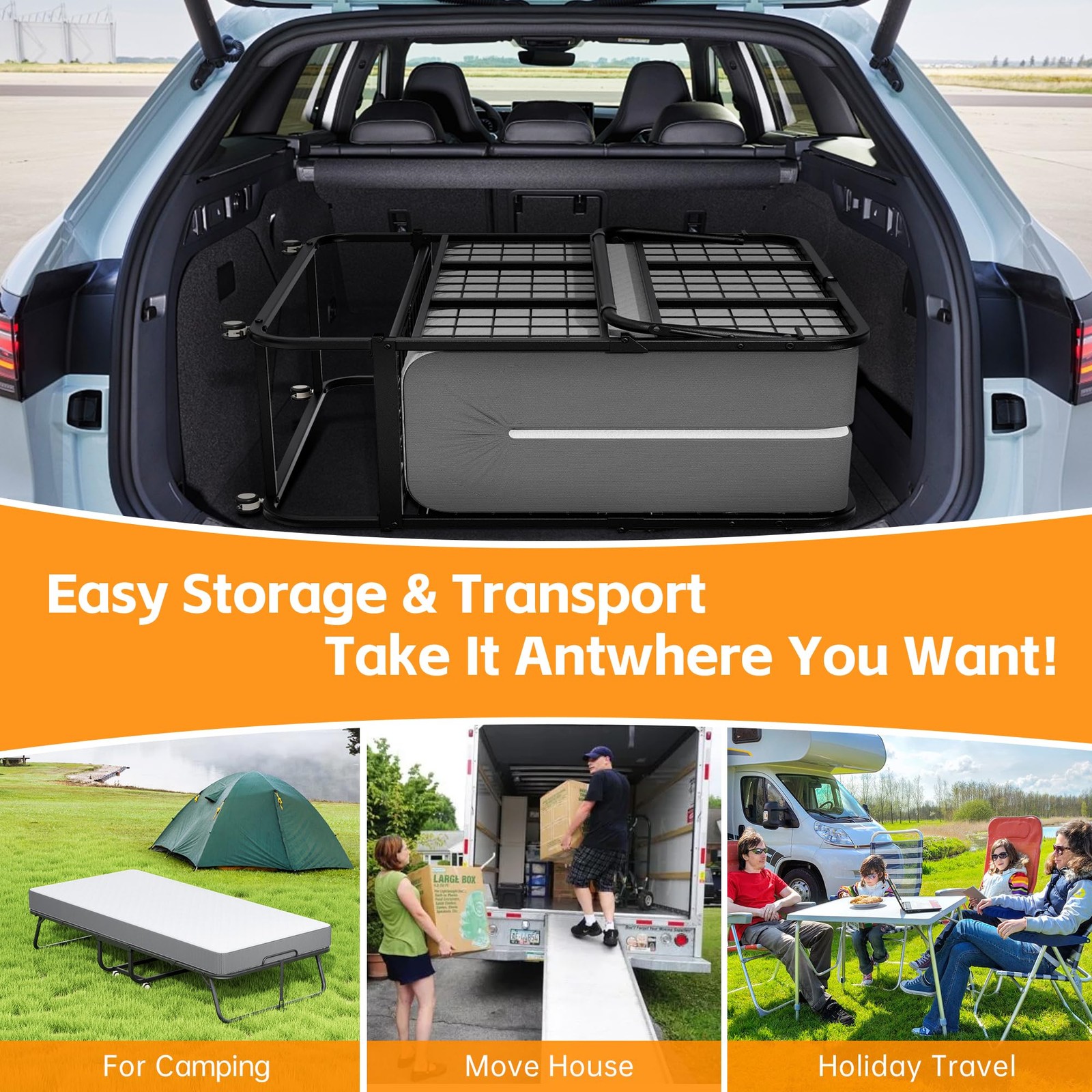 Folding Bed with Mattress, Roll Away Beds with Mattress for Adults, Single Co…