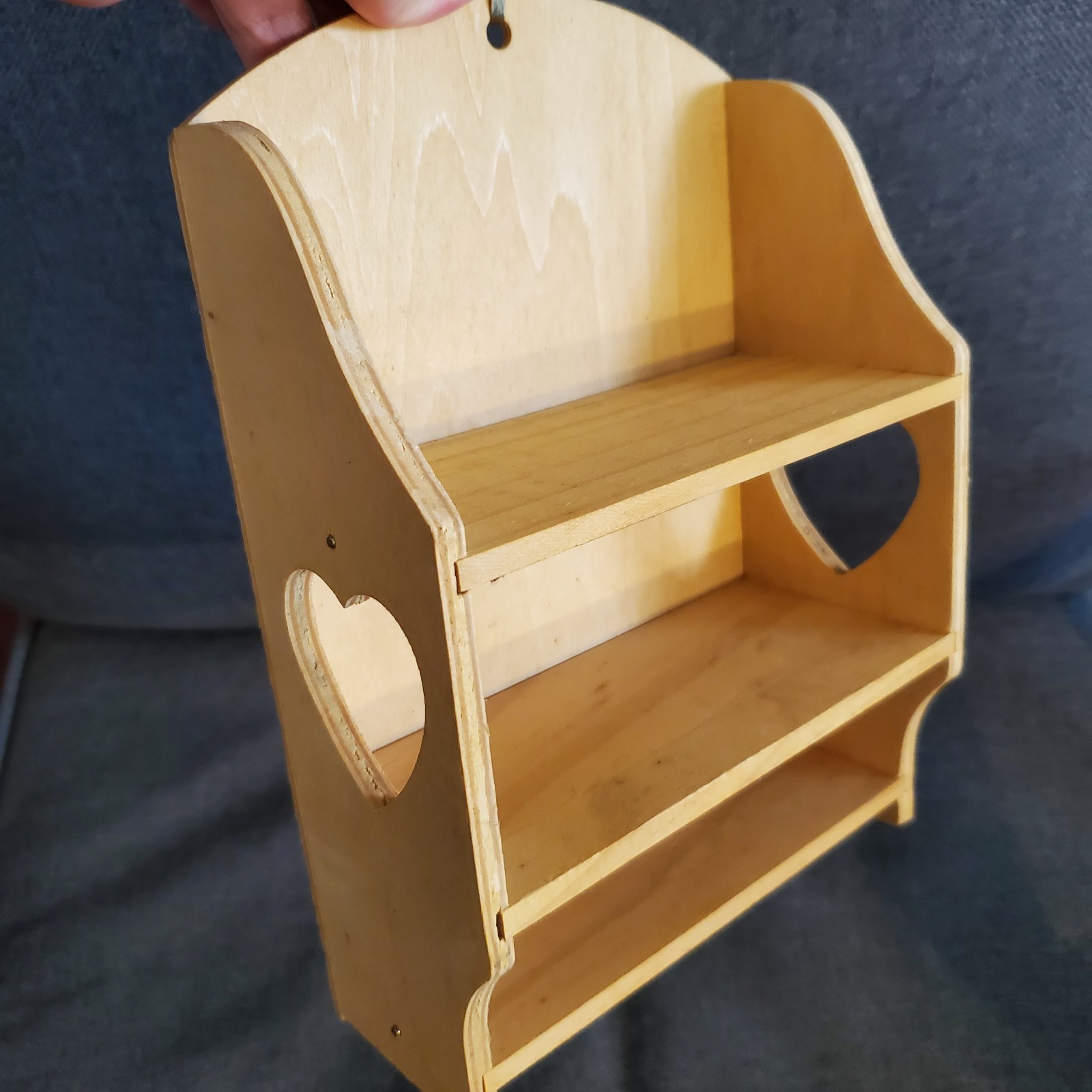 Small Miniature Country Cottage Trinket Shelf with Heart Shapes