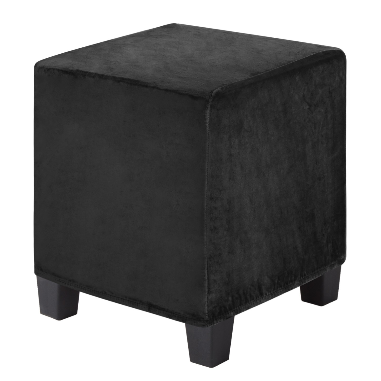 1-Pack 13″x13″x15″ Stretch Square Ottoman covers Footstool Protector Black