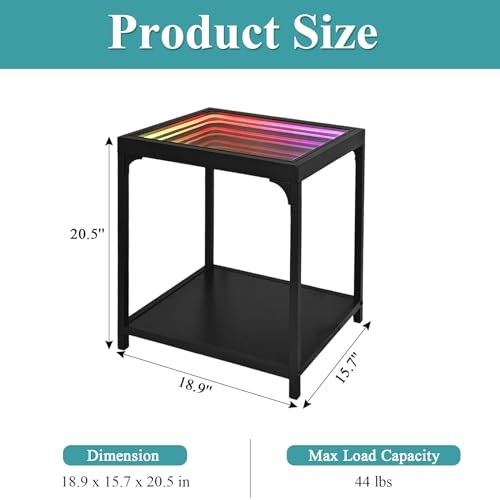 Infinity Mirror Light Table, Coffee Tables for Living Room, with 3D Infinity