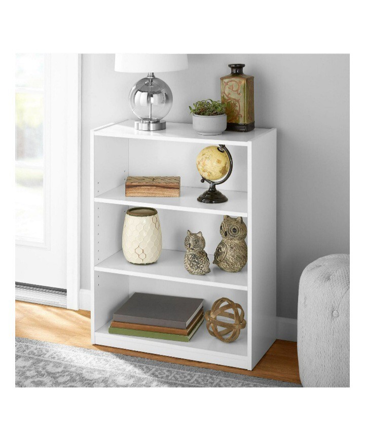 Mainstays 3-Shelf Bookcase With Adjustable Shelves, White