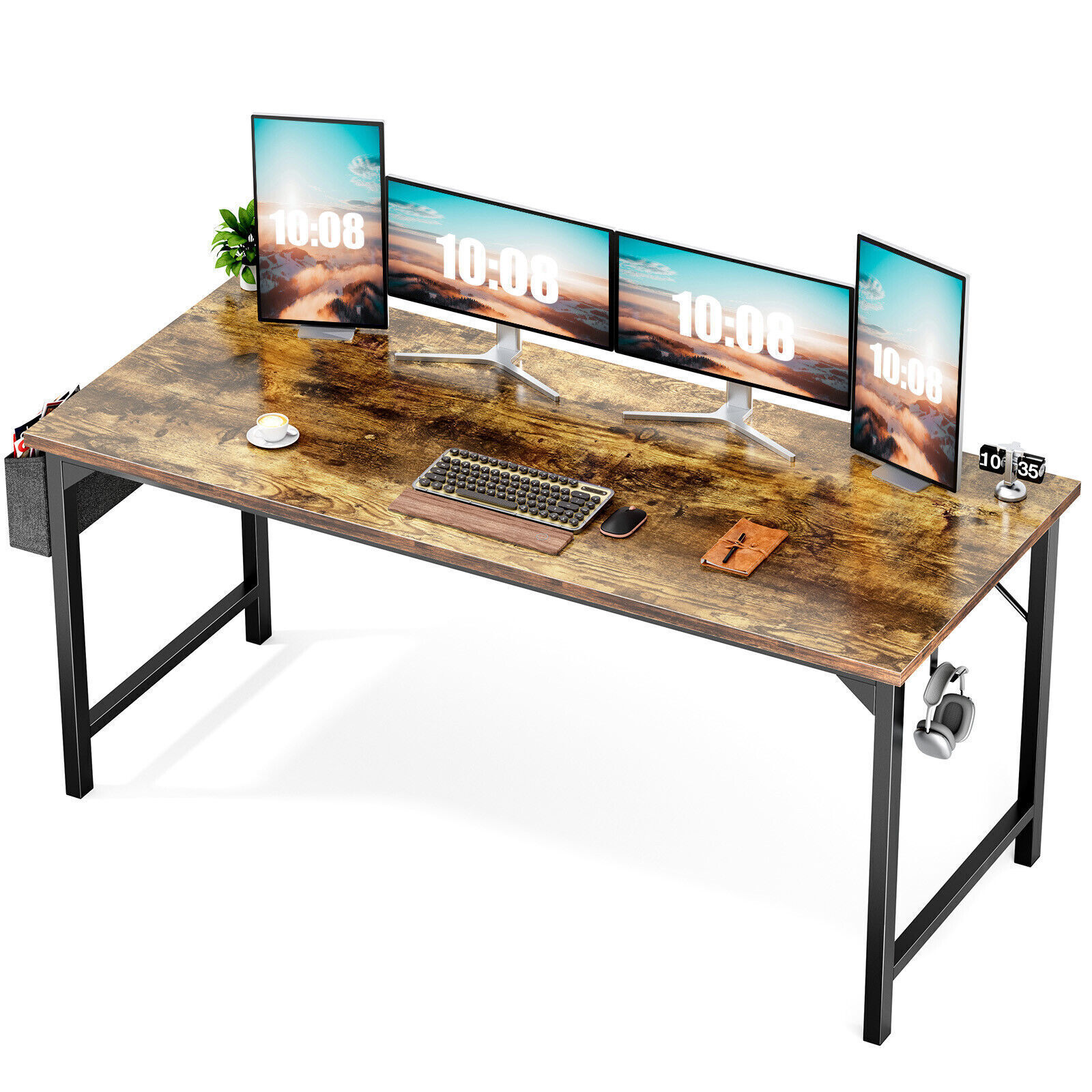 Computer Home Office Desk with Storage Bag, Hook, with 40/47/55/63IN Workstation