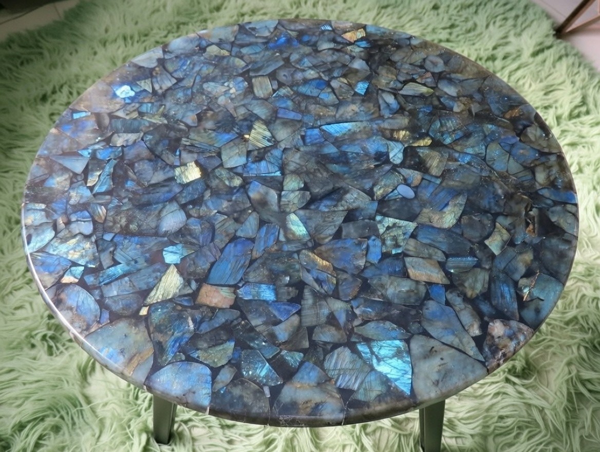 Labradorite Stone Coffee Table Top: Modern Gemstone Decor