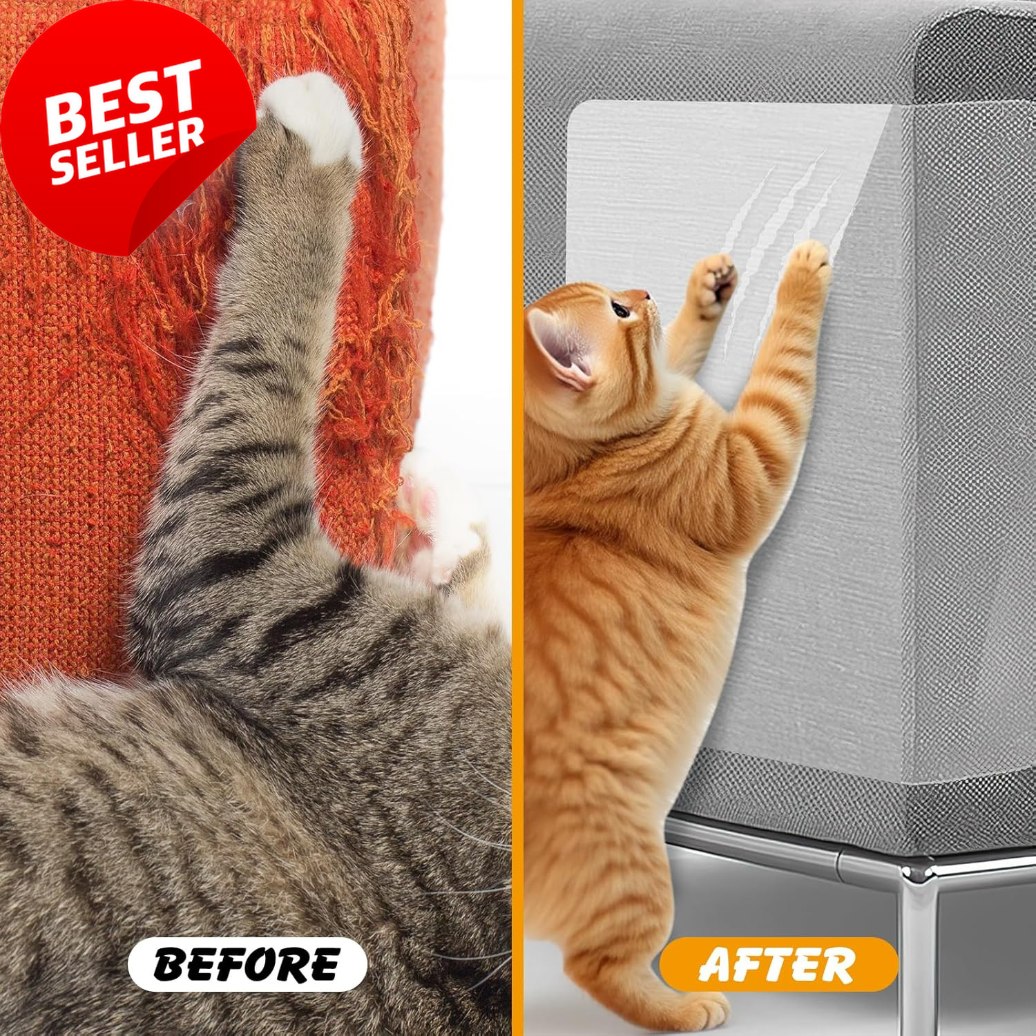 12 PCS Cat Scratch Furniture Protector Self Adhesive Couch Sofa Wall Guard Set