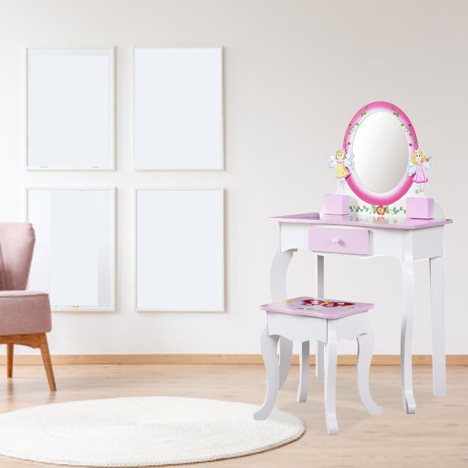 Kids Wooden Vanity Set Easy Assembly Step-by-Step Instructions Included