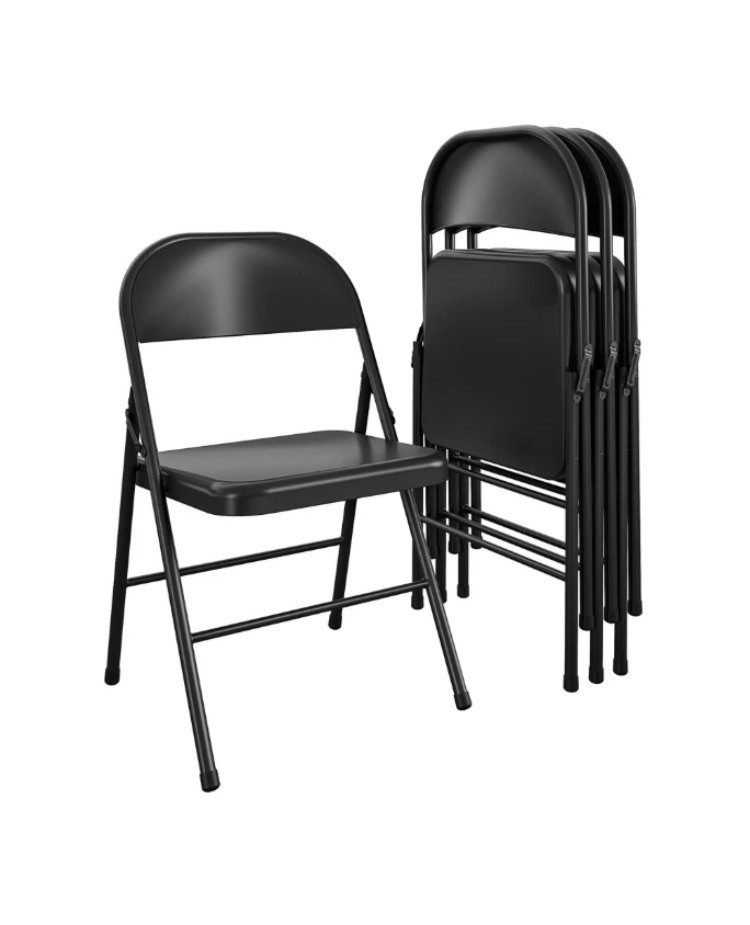 Mainstays All-Steel Metal Folding Chair, Black (Set of 4)