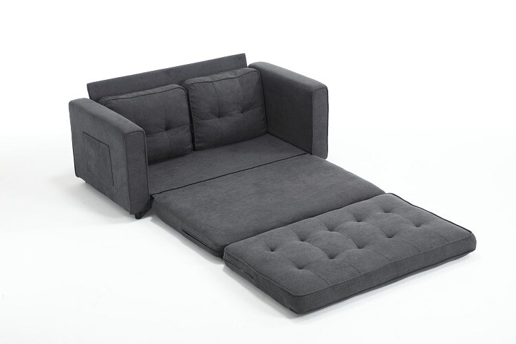 55″ 3 in 1 Convertible Sleeper Sofa Bed Velvet Loveseat Pull Out Sofa Bed Couch