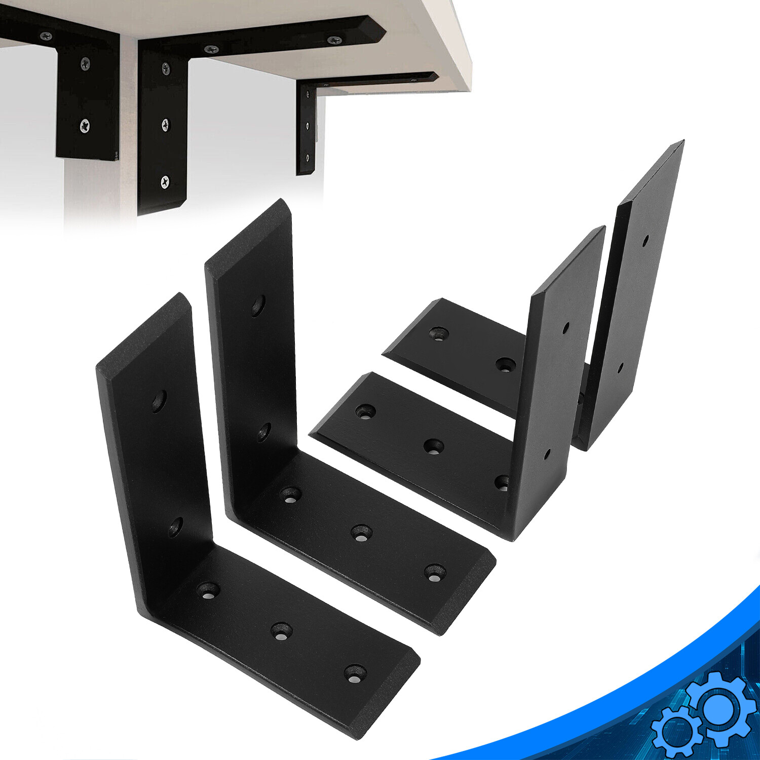 4 Heavy Duty Black Steel 6″x8″ Countertop Support Brackets Mantel Shelf L Corbel