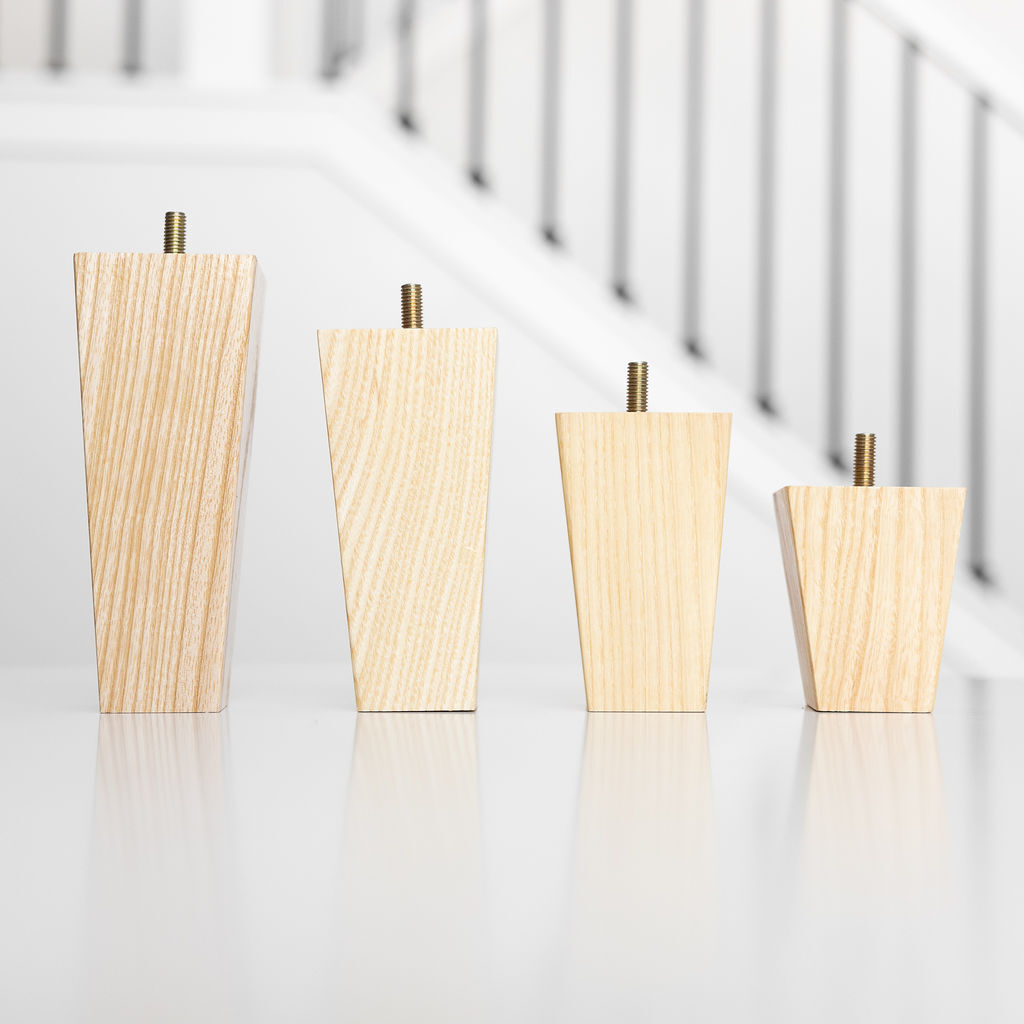 Square Furniture Legs, Set of 4, 3 4 5 6 8 10 12 inch Ash Wood Feet Replacement