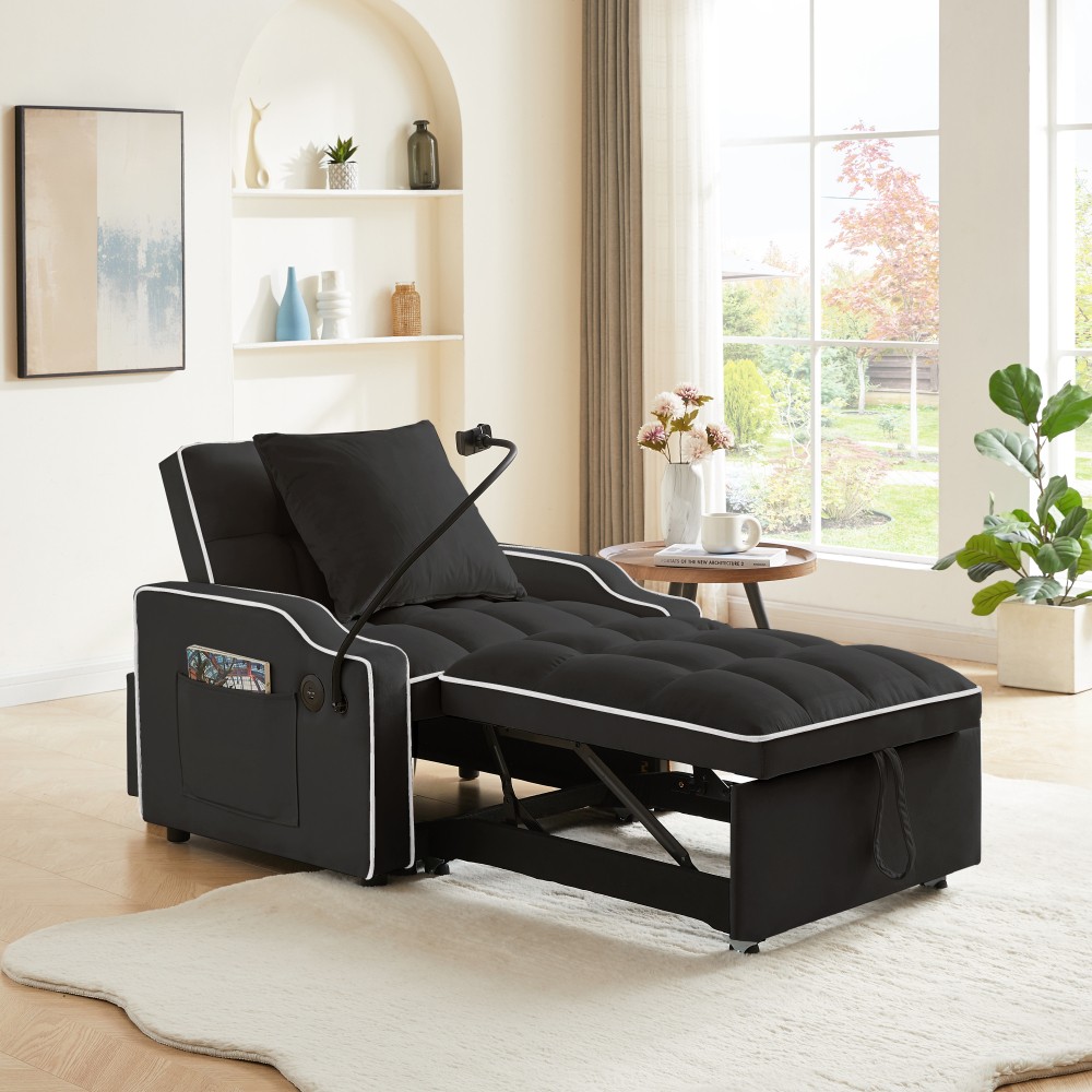 Sleeper Sofa Chair Bed, 3 In 1 Convertible Sofa Chair With Adjustable Backrest