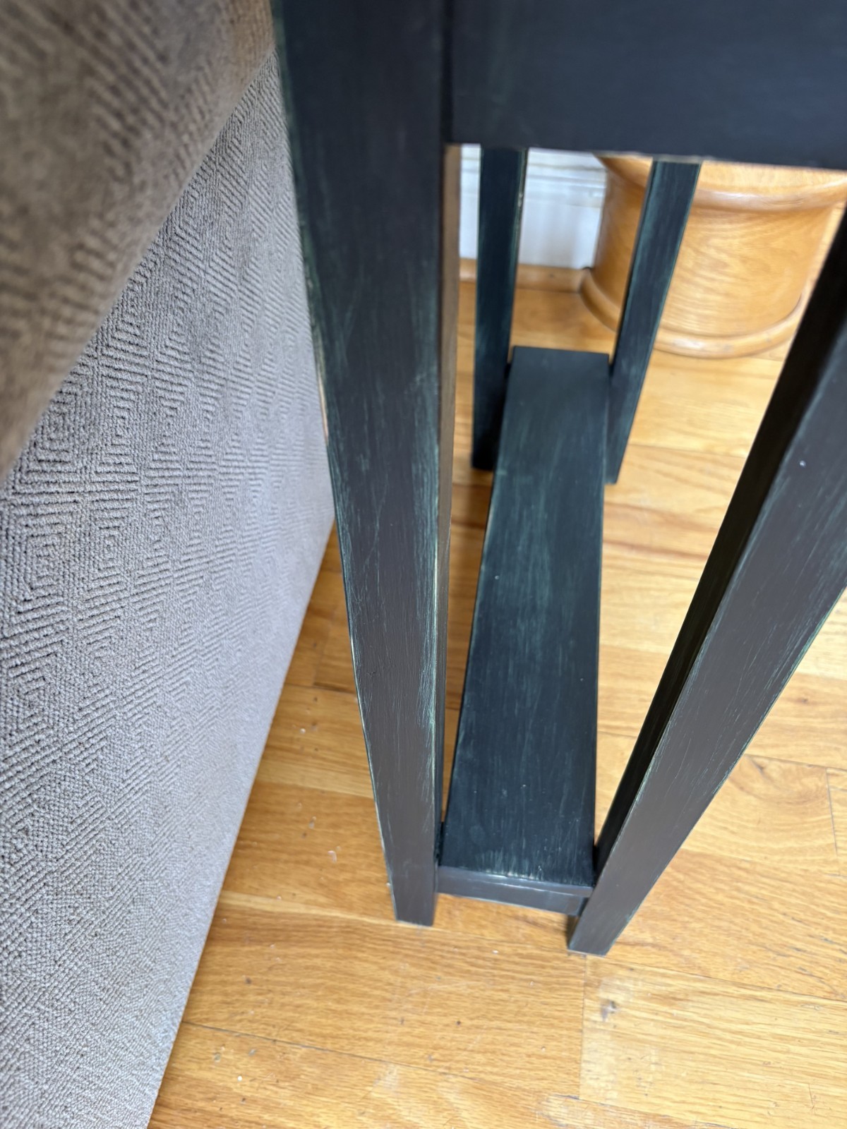 Narrow Side Table Sold Wood Handcrafted In USA Walnut Rustic Black Base