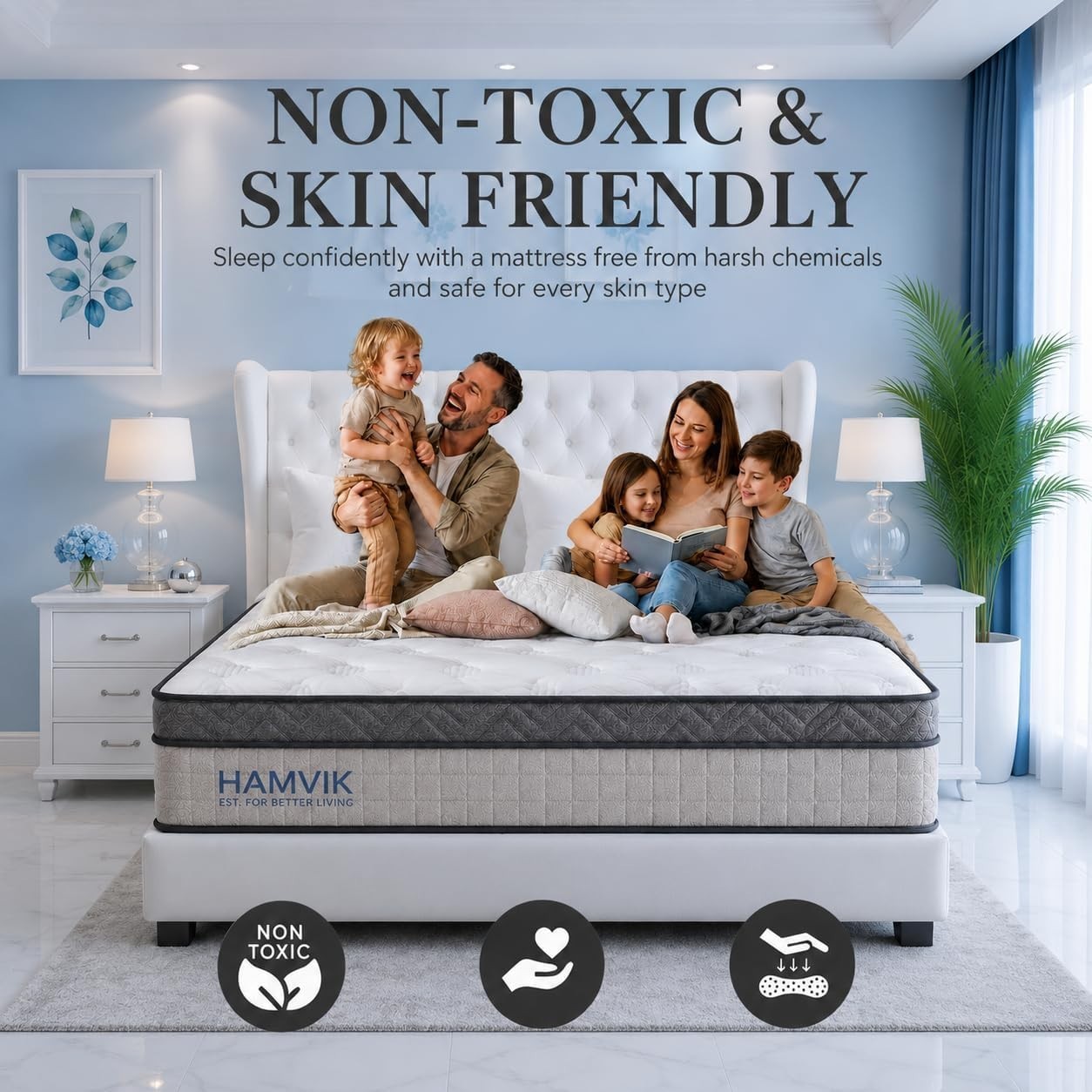 HAMVIK Hybrid Mattress Memory Foam Pocket Spring Bed in a Box 10/12 All Sizes