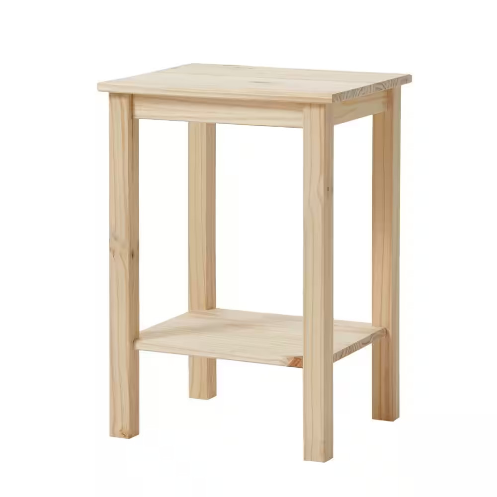 Unfinished Basic Natural Pine Wood End Table (15 In.)