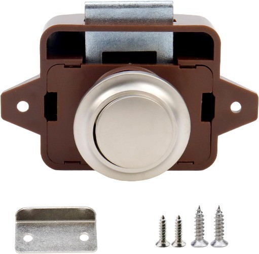 5Sets Push Button Latch Cupboard for RV Camper Motor Home Caravan, Nickel on Bro