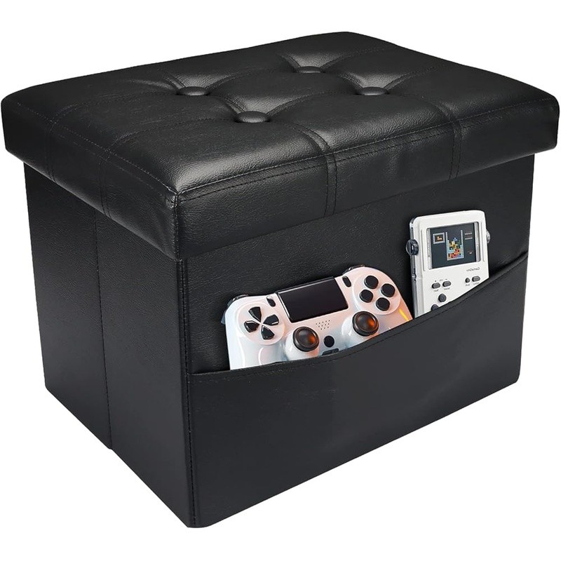Folding Storage Ottoman Footrest Comfortable Bench Hidden Organizer Space Saver