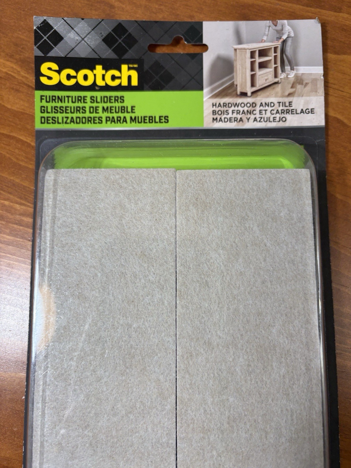 Scotch 3M SP664-NA Furniture Sliders 4 Pk 2.5″ x 9″ Hardwood Tile Felt Reusable
