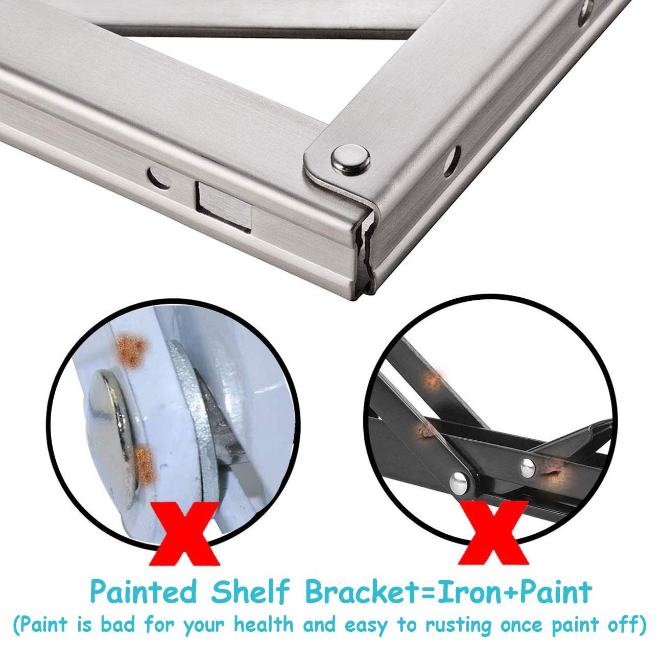 22 Inch Heavy Duty Stainless Steel Folding Wall Shelf Bracket 550lb 2 PCS