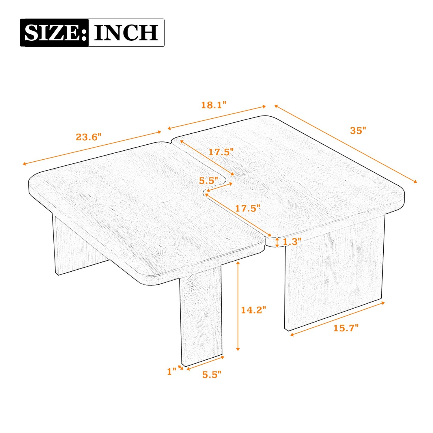 Modern Coffee Table Set Center Cocktail Table Side End Tables for Living Room