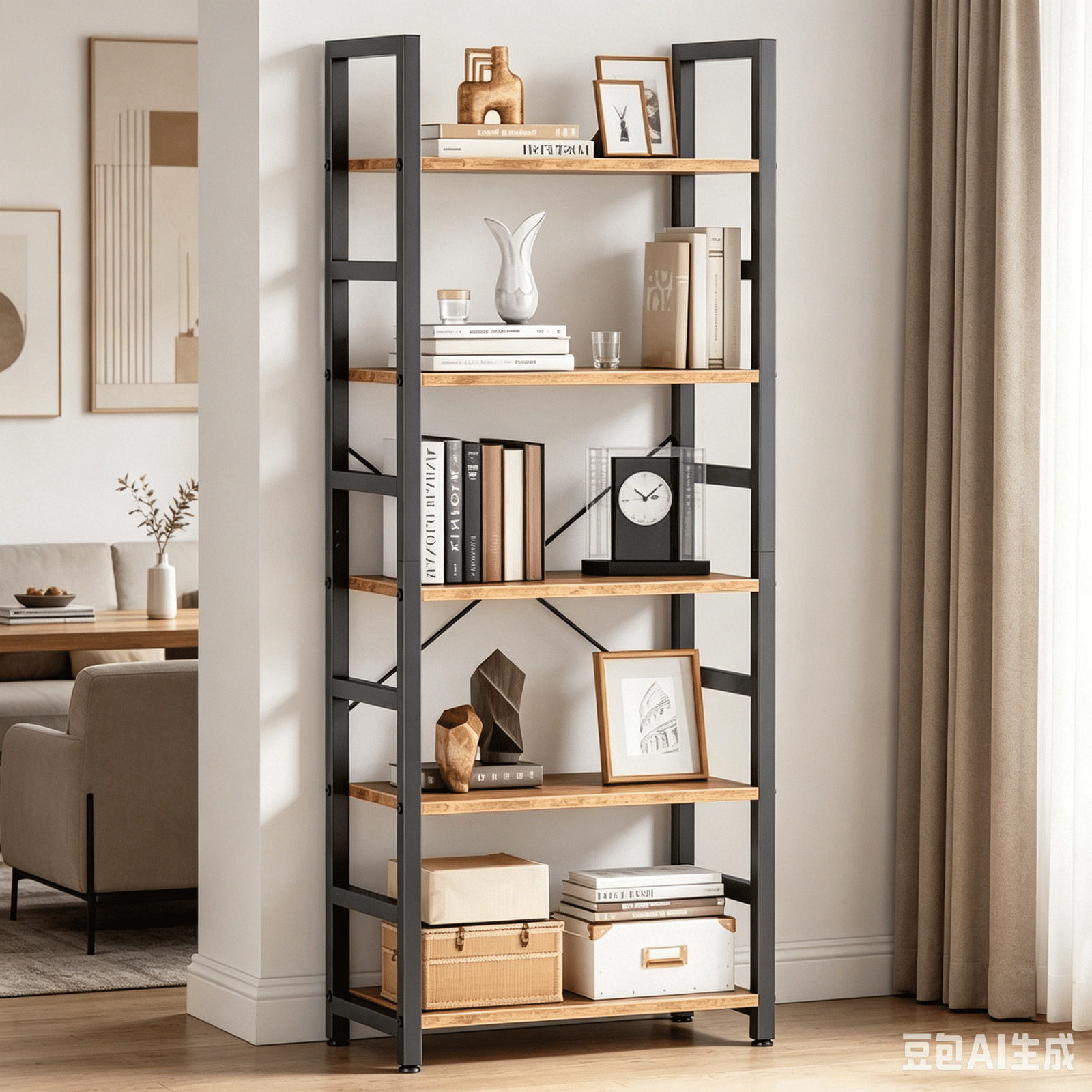 CONCETTA 5 Tier Bookshelf, Modern Bookcase Storage Organizer for Home Office
