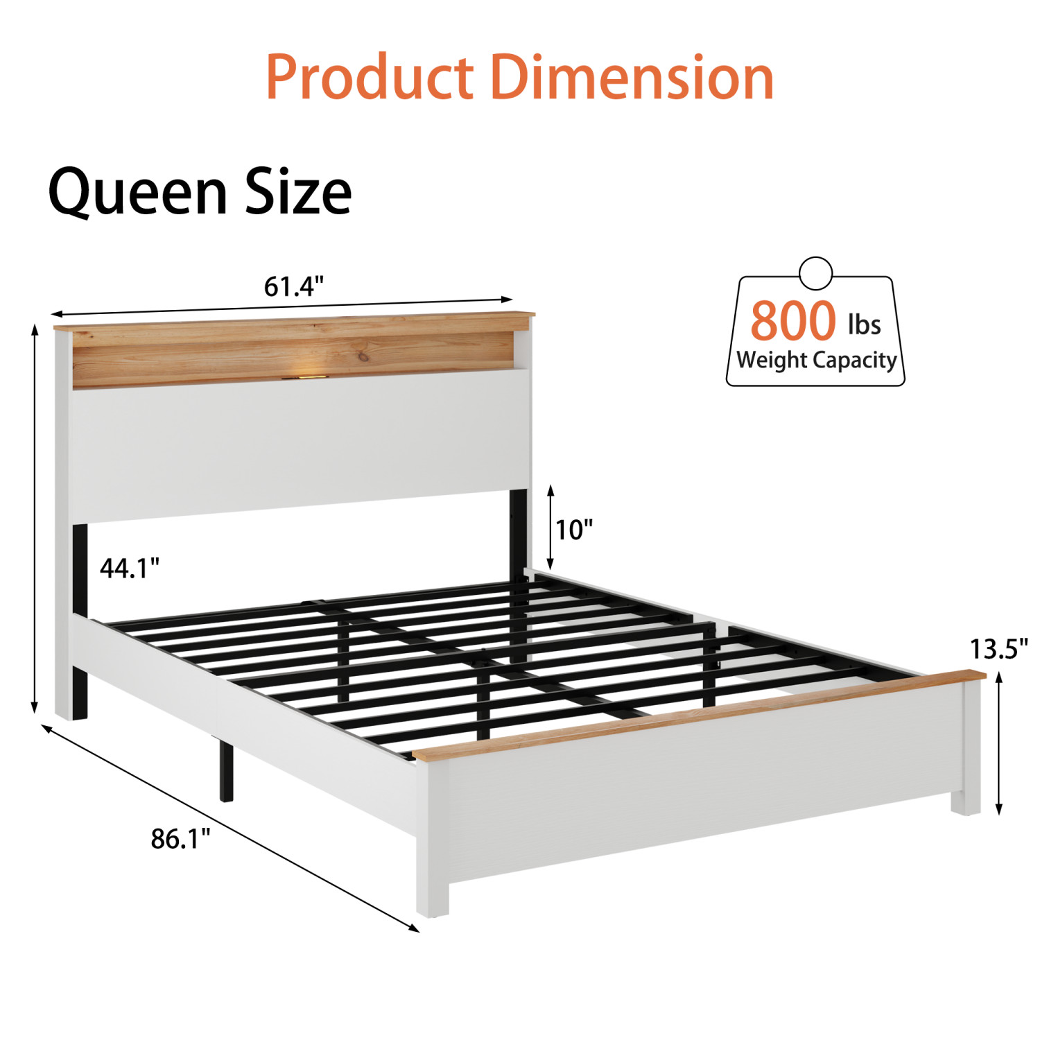 Full/Queen/King Size Platform Bed Frame w/ LED Lights & USB Port & Storage
