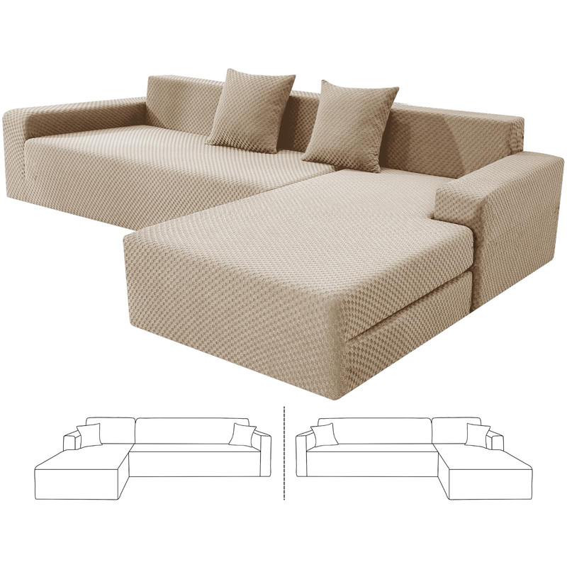 Znsayotx Sectional Couch Covers Stretch Jacquard Slipcovers Elastic Bottom For