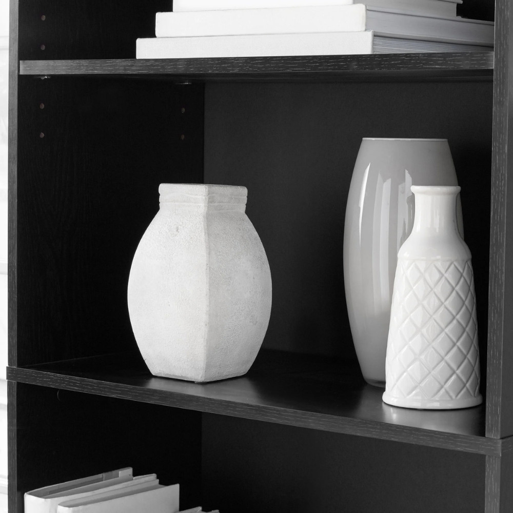 Mainstays 5-Shelf Bookcase, Adjustable Shelves, Wood Display Storage, Black Oak