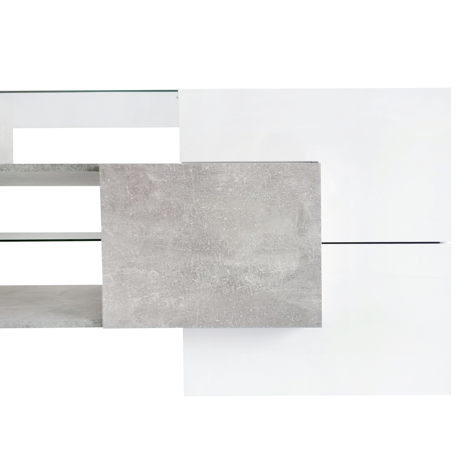 Modern TV Stand for TVs Up to 88in High Gloss Media Console w/ LED Glass Shelves