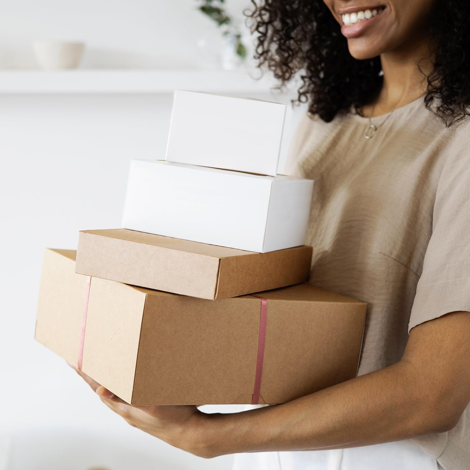 Famagic 25PK 7x5x2″ White Cardboard Shipping Boxes for Small Business