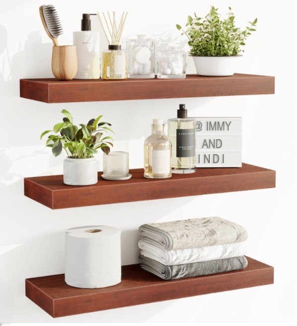🔨 ⭐ Fixwal Floating Wall Shelves 3-Pack • Walnut • With Invisible Brackets