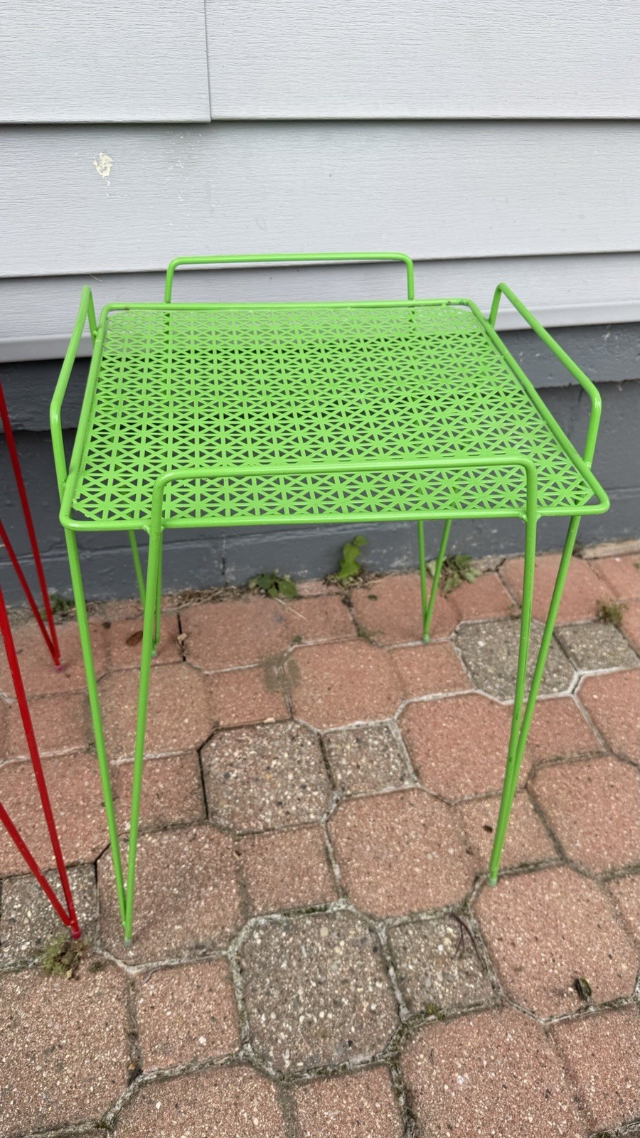 Vtg Mathieu Mategot Style Nesting Stacking Metal Wire Hairpin Tables Set of 3