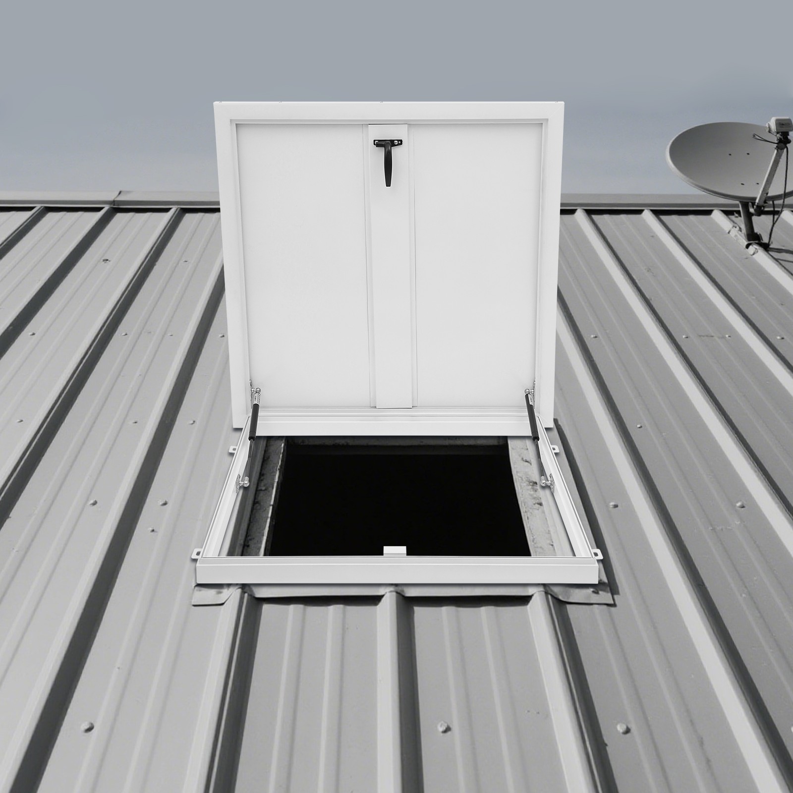 Modern White Aluminum Alloy Roof Hatch with Secure Opening Design