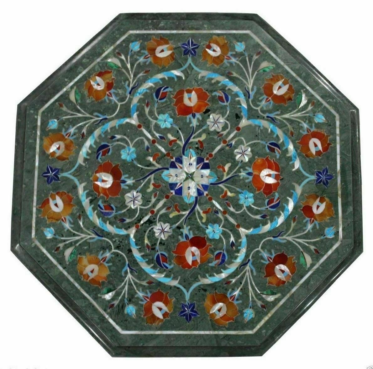 18″ Green Marble Coffee Center corner Table Top Inlay Malachite Mosaic a1