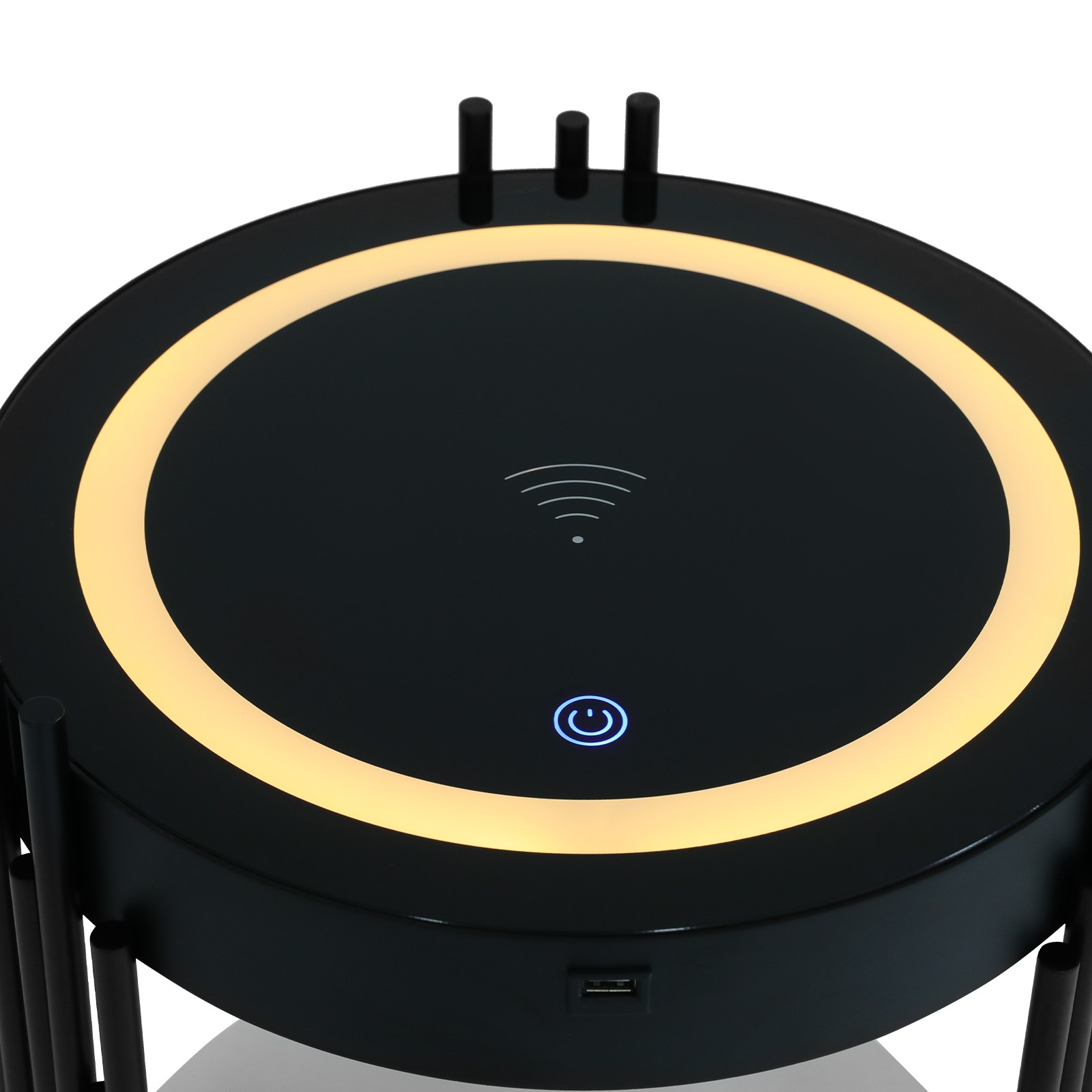 LED Bed Side Table Smart Nightstand w/ Wireless Charging Station Side/End Table
