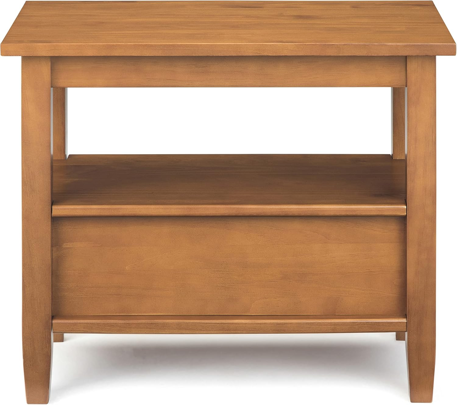 Transitional 14″ Solid Wood Side Table in Light Golden Brown for Living Room