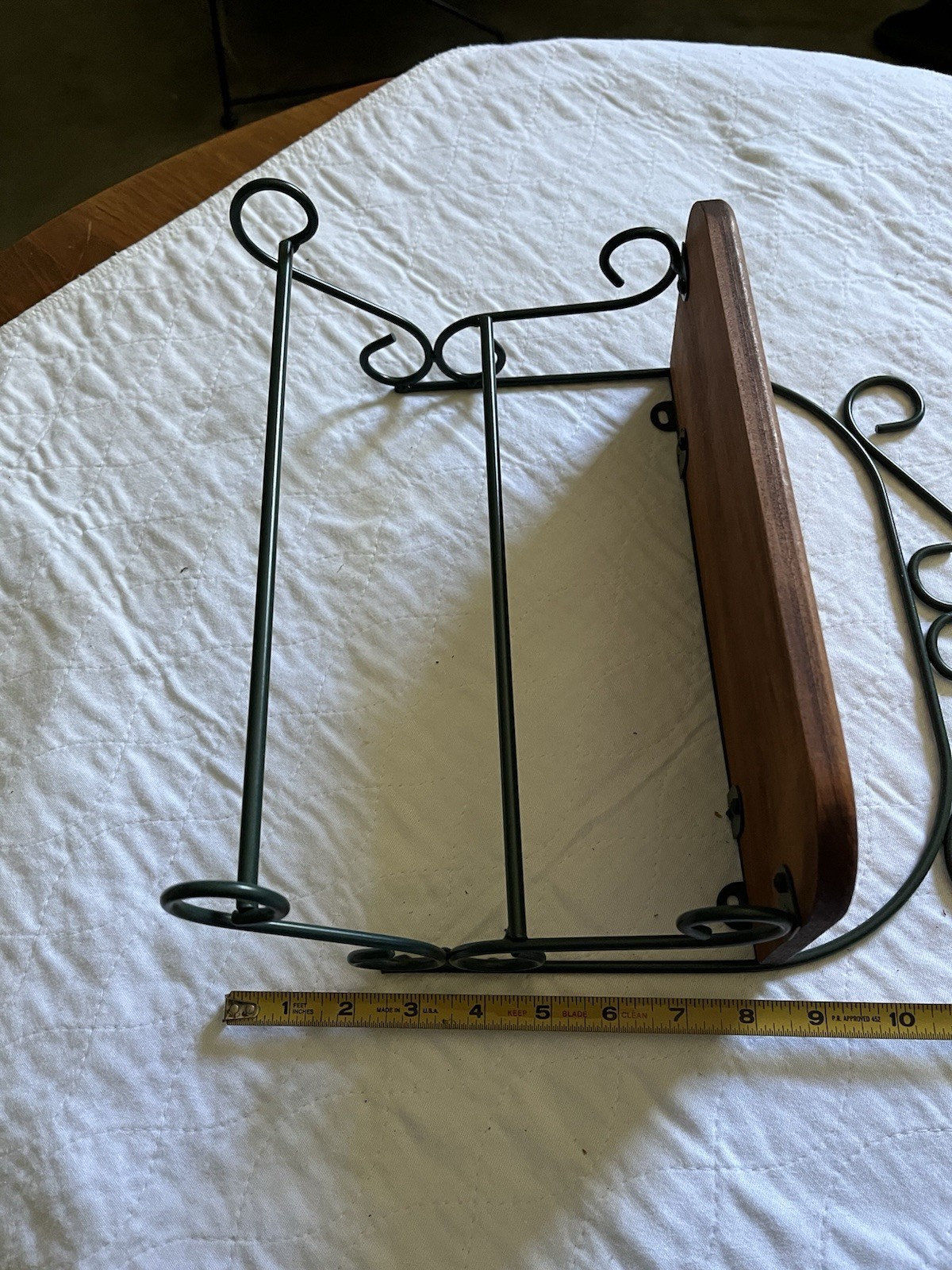 Wood & Metal Scrollwork Wall Shelf, Open Face, 1 Shelf, 10in, Brown/Green
