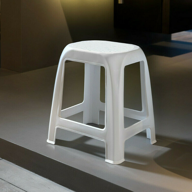 BAMA MULTIPURPOSE STOOL “ROUND” ROTATING SEAT WHITE STRAW DECORATION HOME