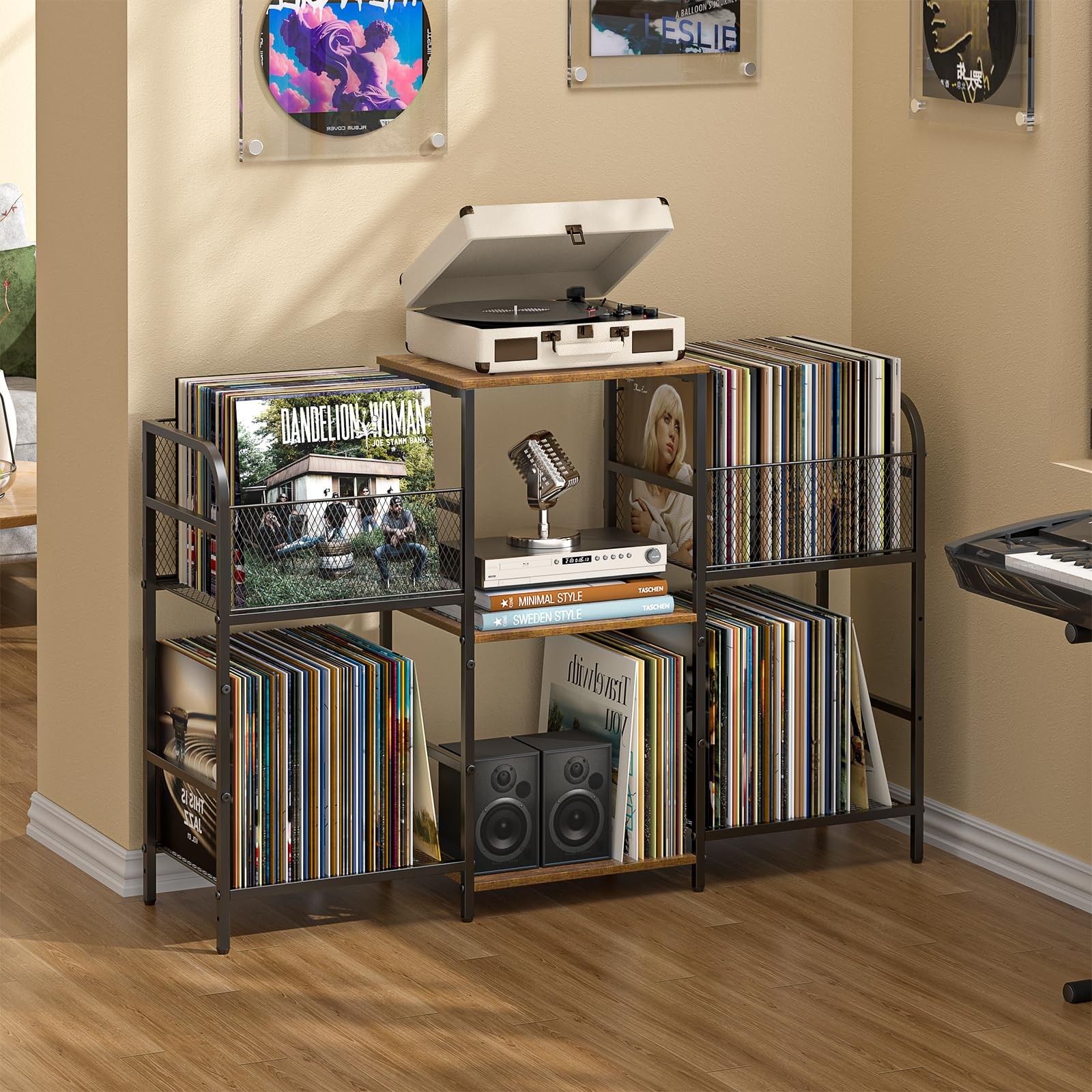 Record Player Stand with Vinyl Storage, Record Storage for 350+ Albums, Tunta…