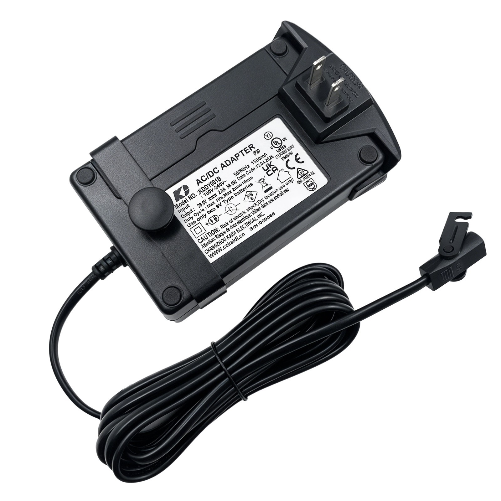 Kaidi KDDY001B 29V 2A AC/DC Wall Power Supply for Power Recliner Lift Chair