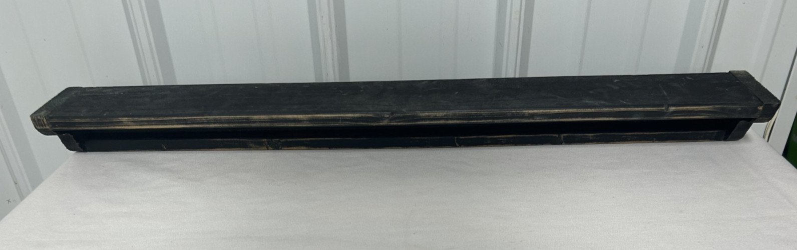 Rustic Wood Wall Shelf in a Black Distressed Finish 31.5″L x 3.5″W x 2.75″T