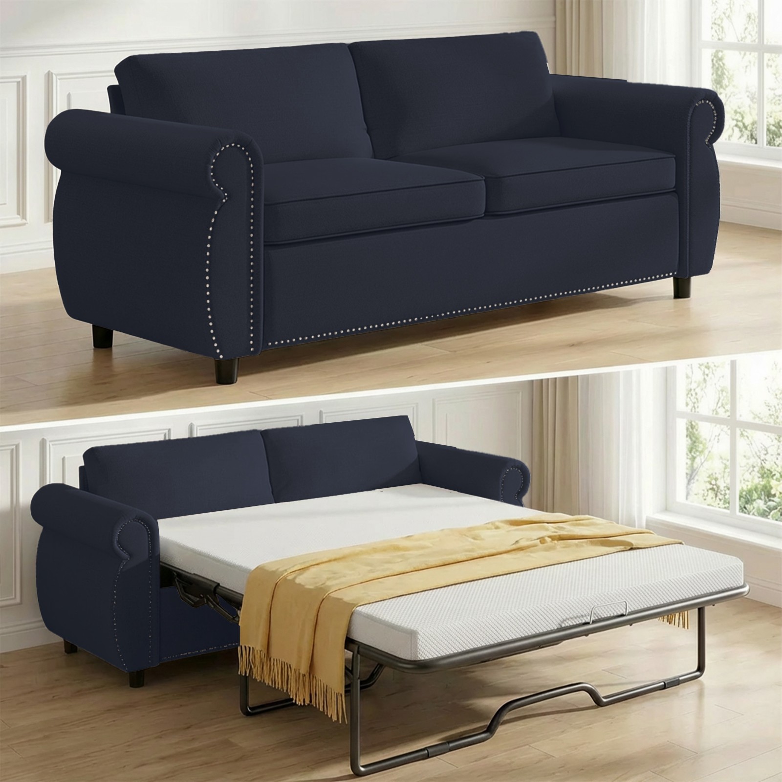 Zafly 2 in 1 Pull Out Sofa Bed, Queen Size Sleeper Sofa, Couch with Pull Out Bed