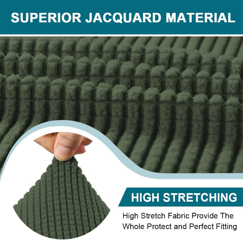 Stretch T Cushion Sofa Slipcovers Set – 4 Piece, Machine Washable, Bronze Green