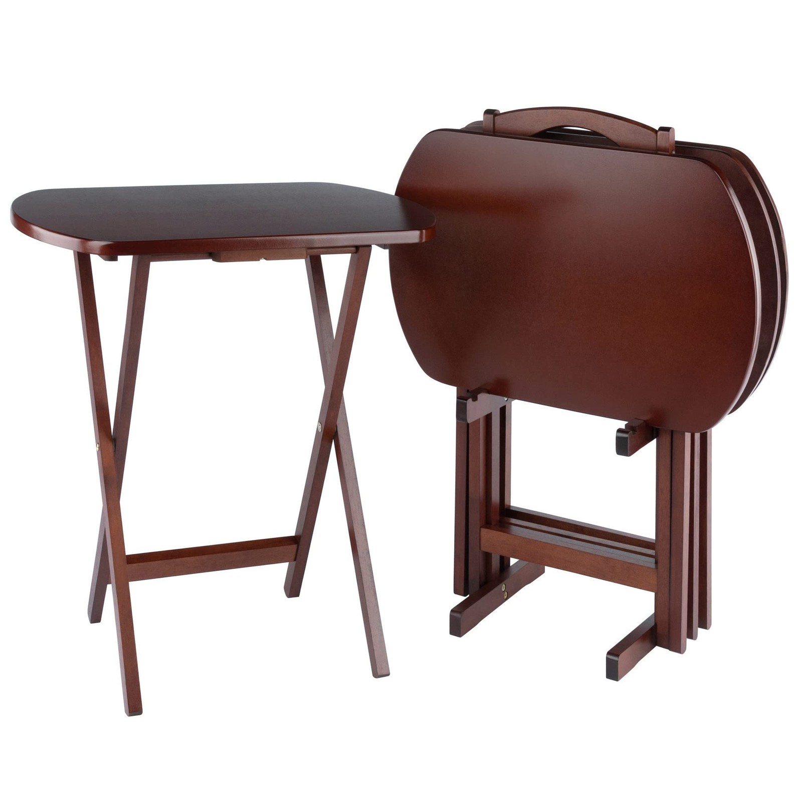 Wood TV Tray Set