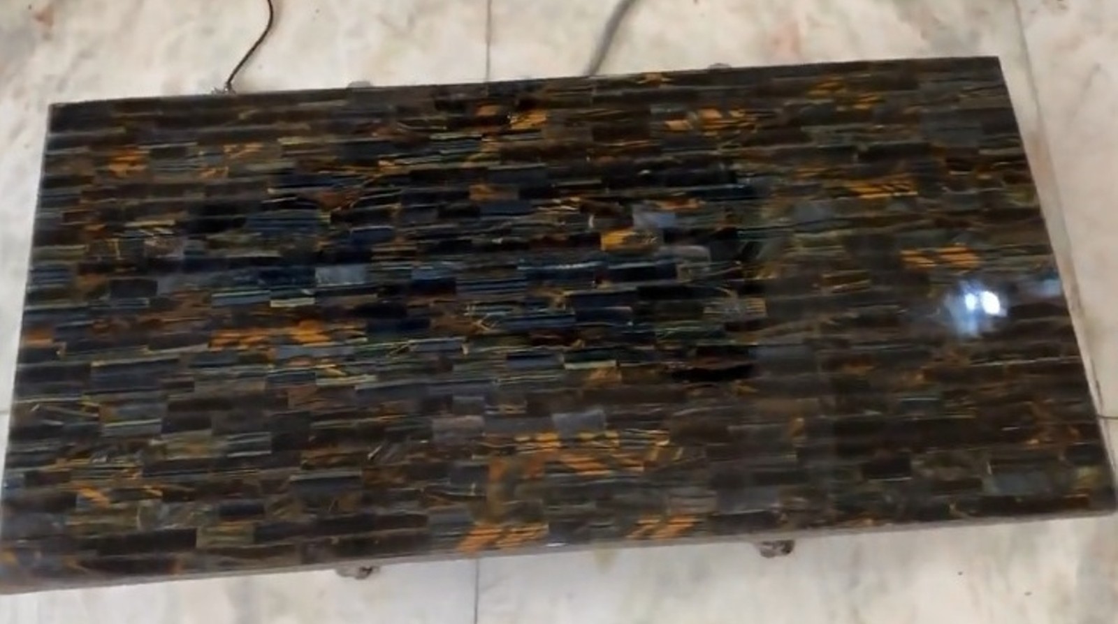 Blue Tiger Eye Stone Table Top | Custom Stone Coffee Table Top | Kitchen Slab