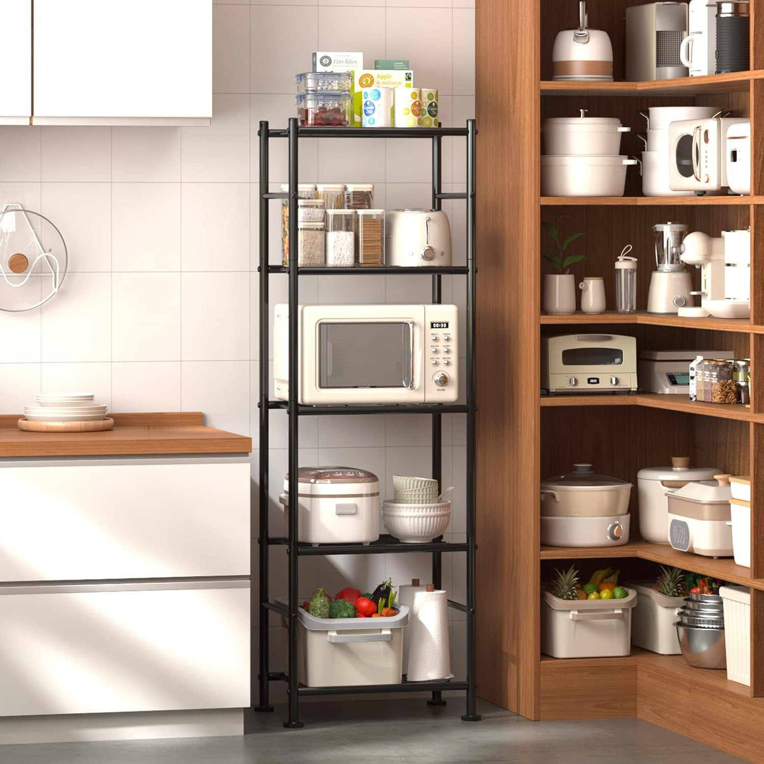 Storage Shelves – Set of 2, 5-Tier Metal Shelf Organizer, Space-Saving Garage Sh