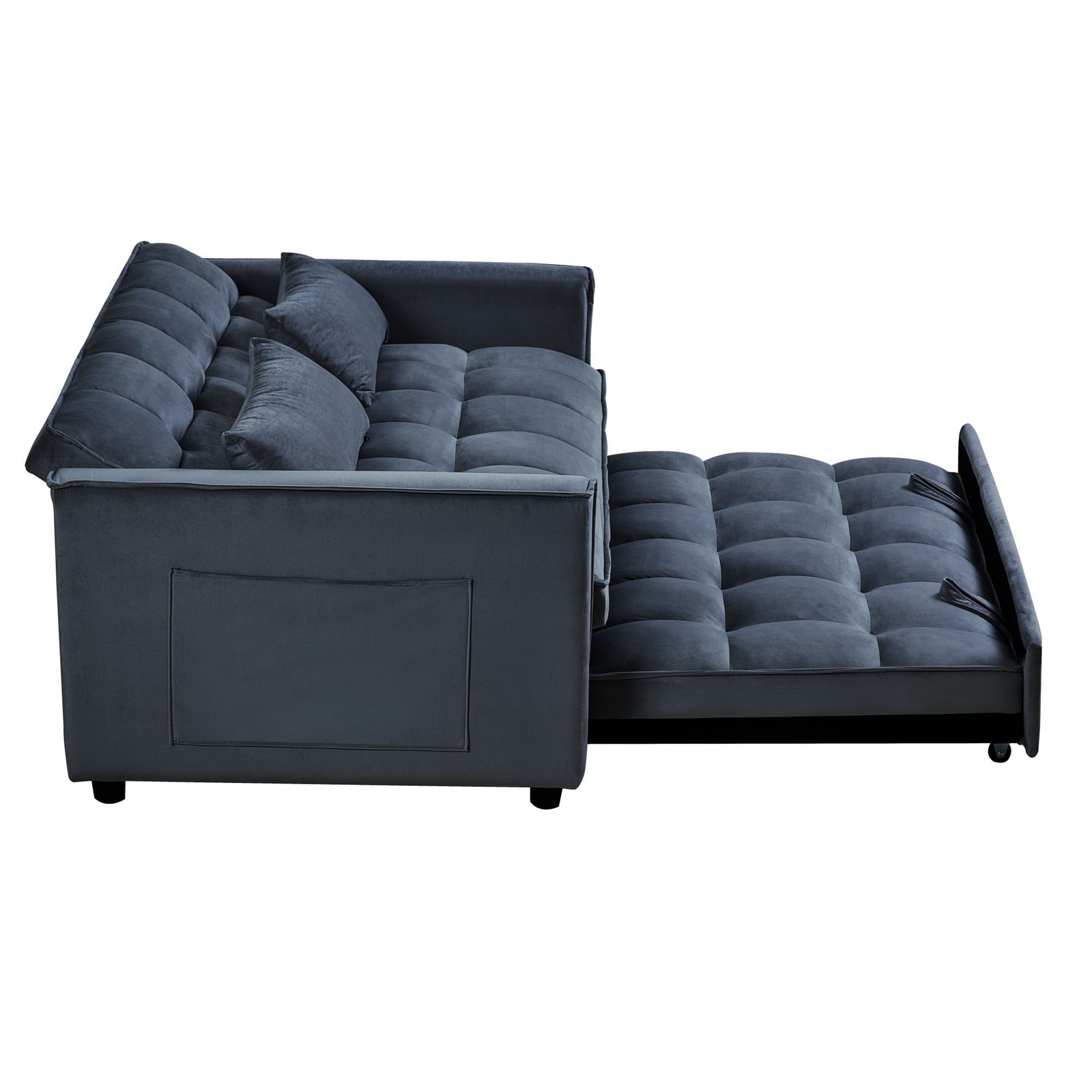 Convertible Sleeper Sofa Bed 52.75″ Adjustable Backrest Pillows Living Rm Black