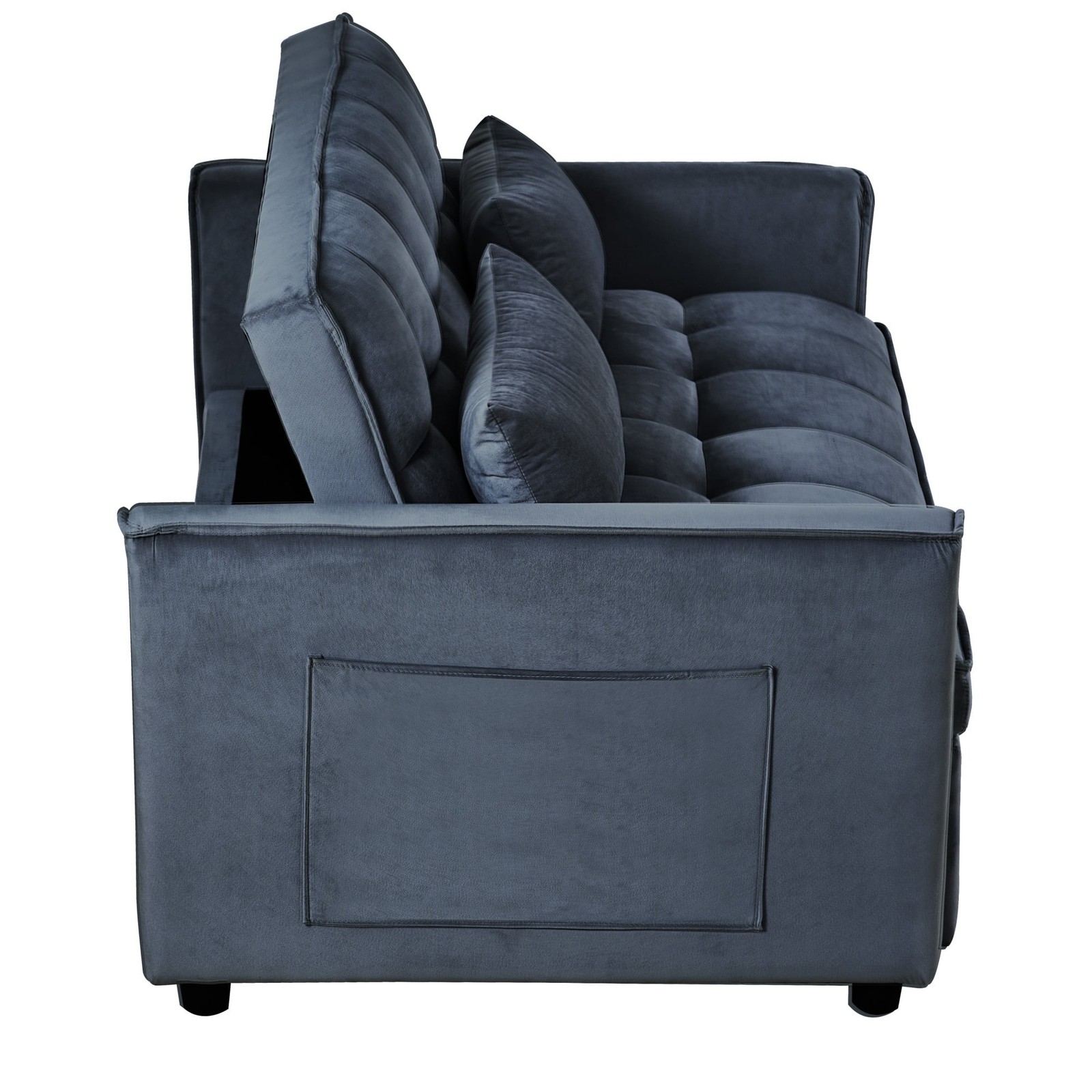 Convertible Sleeper Sofa Bed 52.75″ Adjustable Backrest Pillows Living Rm Black