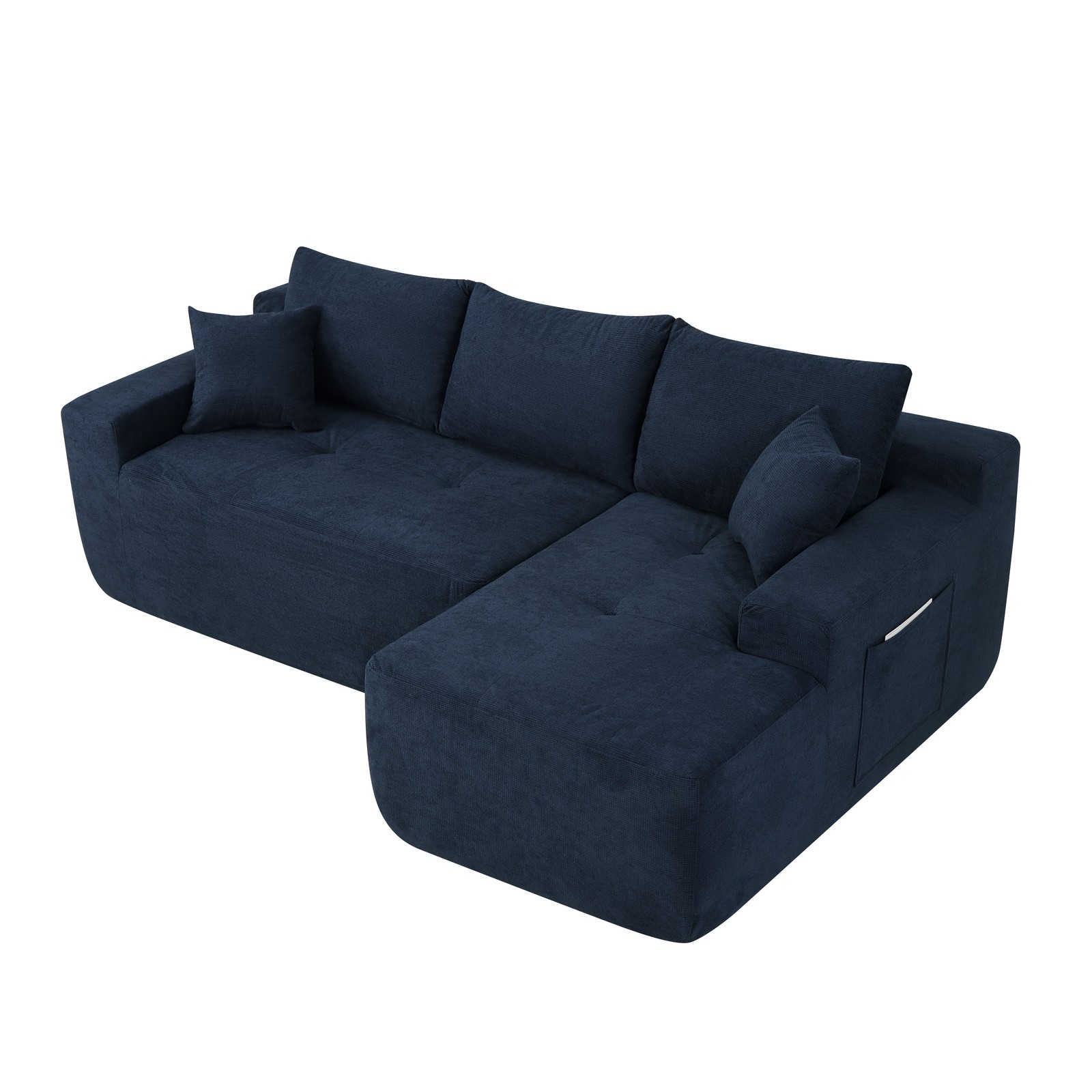 85″ L-Shape Modular Sectional Sofa, Blue Cotton Linen Upholstery