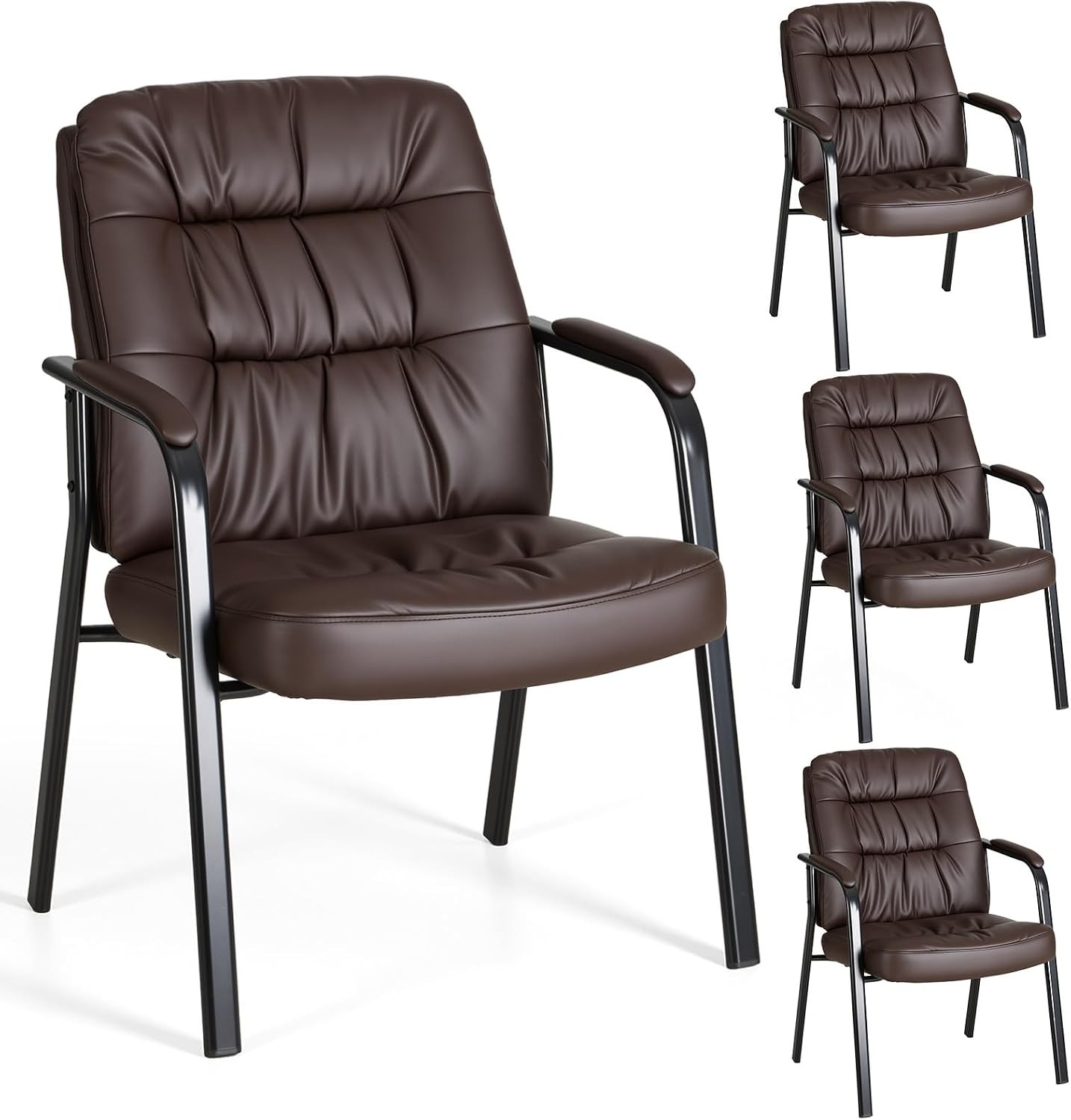 Waiting Room Chairs Guest Chair Faux Leather PU Leather Padded Armrest 500lbs
