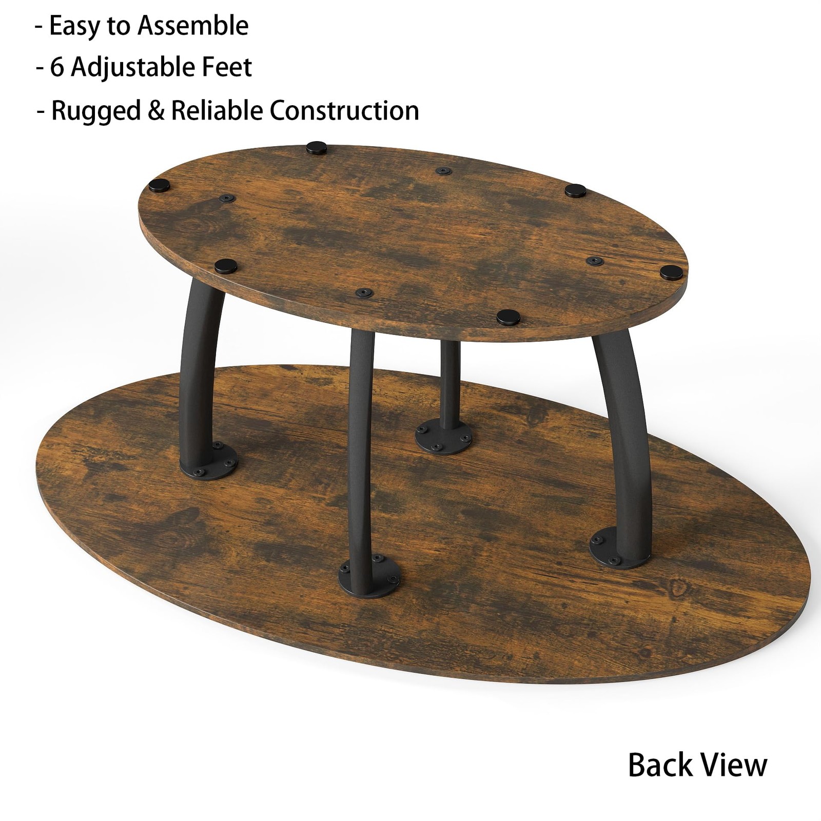 Manora Rustic Small Oval Coffee Table 21.65″ X 39.37″ X 16.93″, Dark Brown