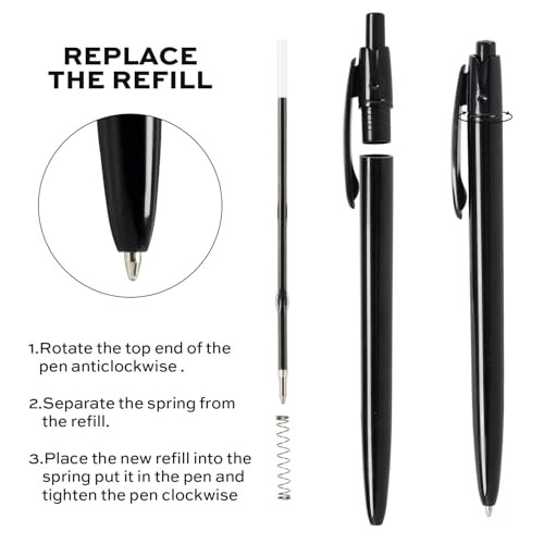 Pens Bulk, 50 Pack Retractable Ballpoint Pens, 1.0MM 1 Count (Pack of 50)